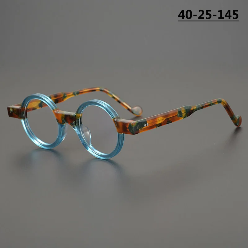 Japanese Handmade Small Round Frame Glasses Men Women Retro Eyeglasses High-end Colour Acetate Eyewear Fashion Spectacles Gafas