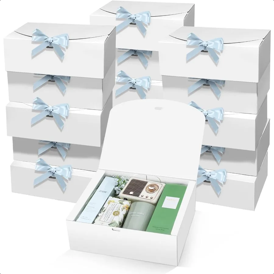 

15 PCs Gift Boxes with Lids White 10X8X4 Inch Kraft Paper Boxes