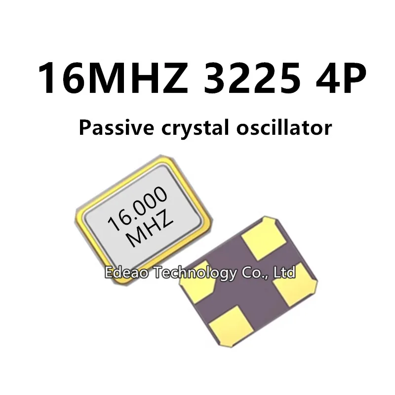 20~100PCS/Lot Passive crystal oscillator 16MHZ 3225 4pin 3.2*2.5 16.000 MHZ Quartz Resonator Metal SMD 16M 16.0MHZ