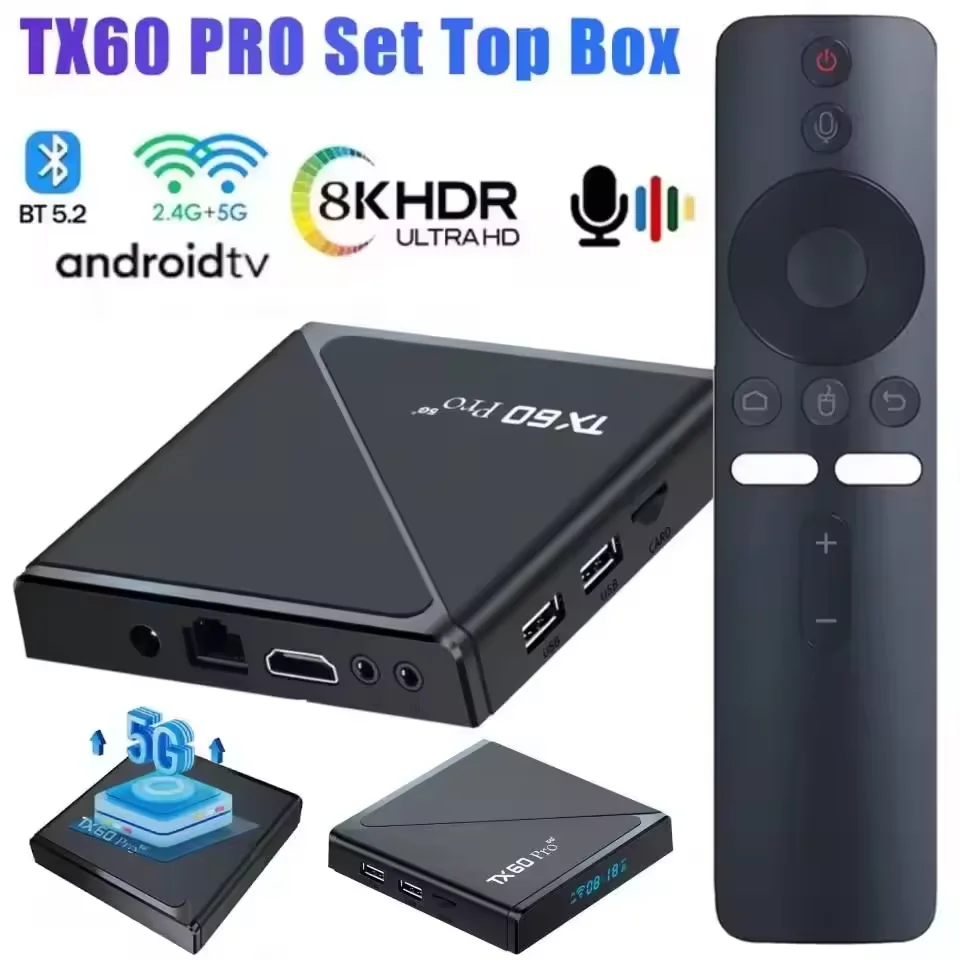 

Смарт ТВ-приставка Android 16 TX60 Pro 16G 256G, медиаплеер 14K, 2.4G/5G, BT5.2, Dual WiFi6, Allwinner H313 Quad Core