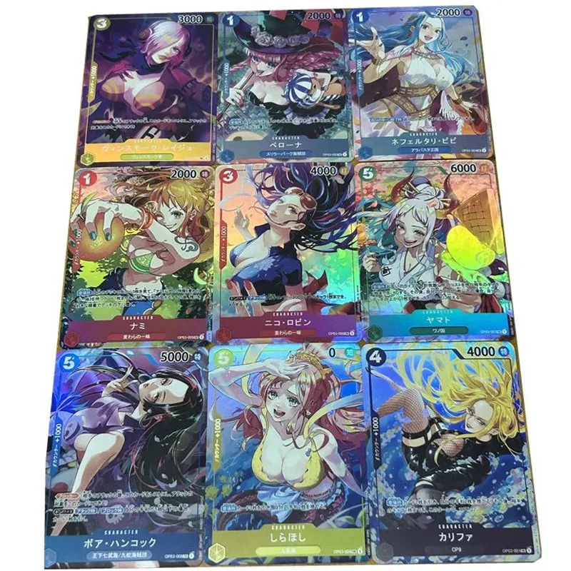 

9Pcs/set Anime One Piece OPCG Card Nami Robin Hancock Yamato Starfish Glitter Craft DIY Collectible Cards Classic Game Gift Toys