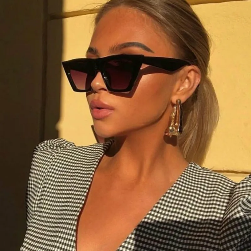 Lunettes de soleil œil de chat pour femmes, rétro, design de marque, noir okulary vintage, UV400, 2024