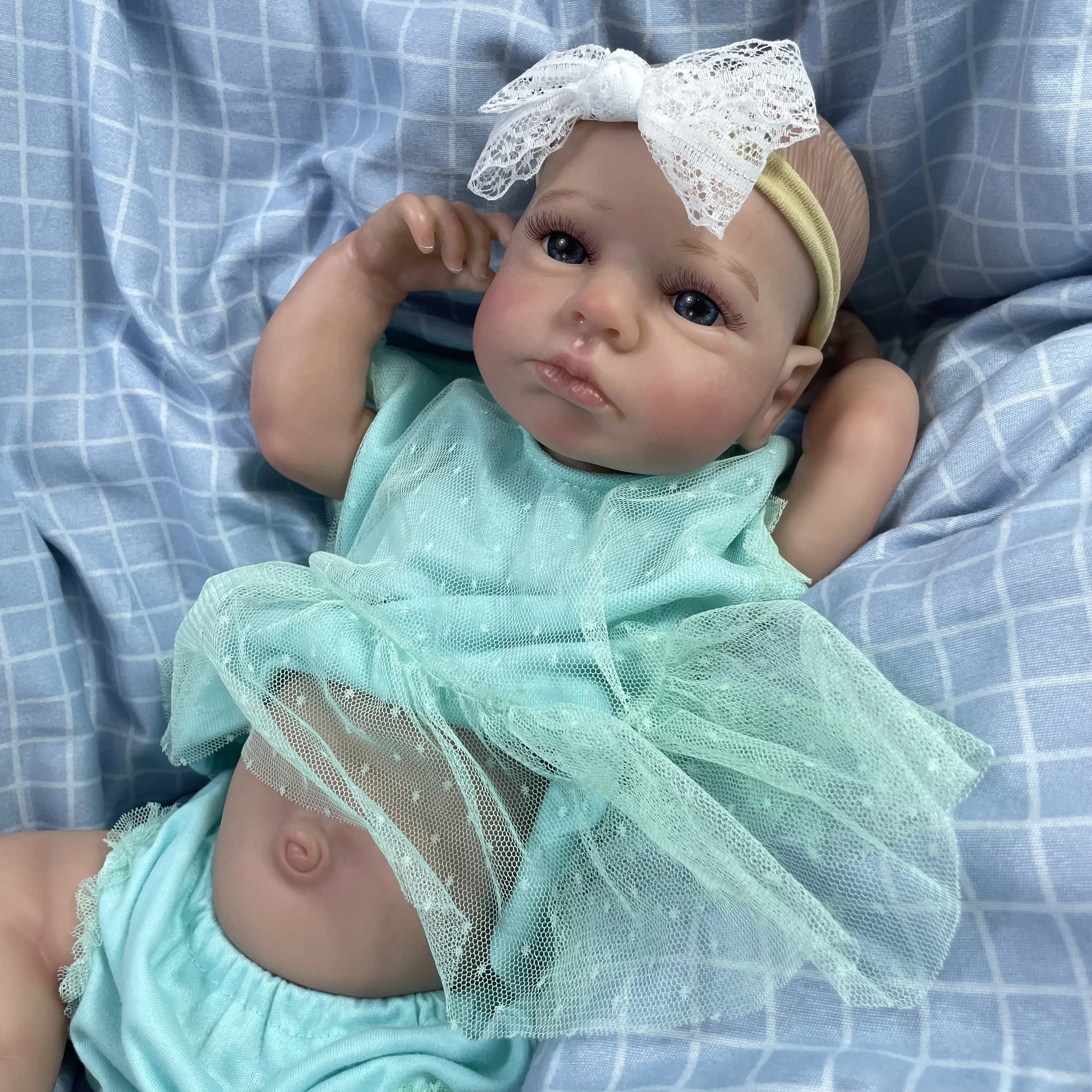 50CM Reborn LouLou Awake Full Vinyl Body  Girl Washable Newborn Baby Doll Reborn 3D Skin Tone Visible Veins Doll For Kids Gift