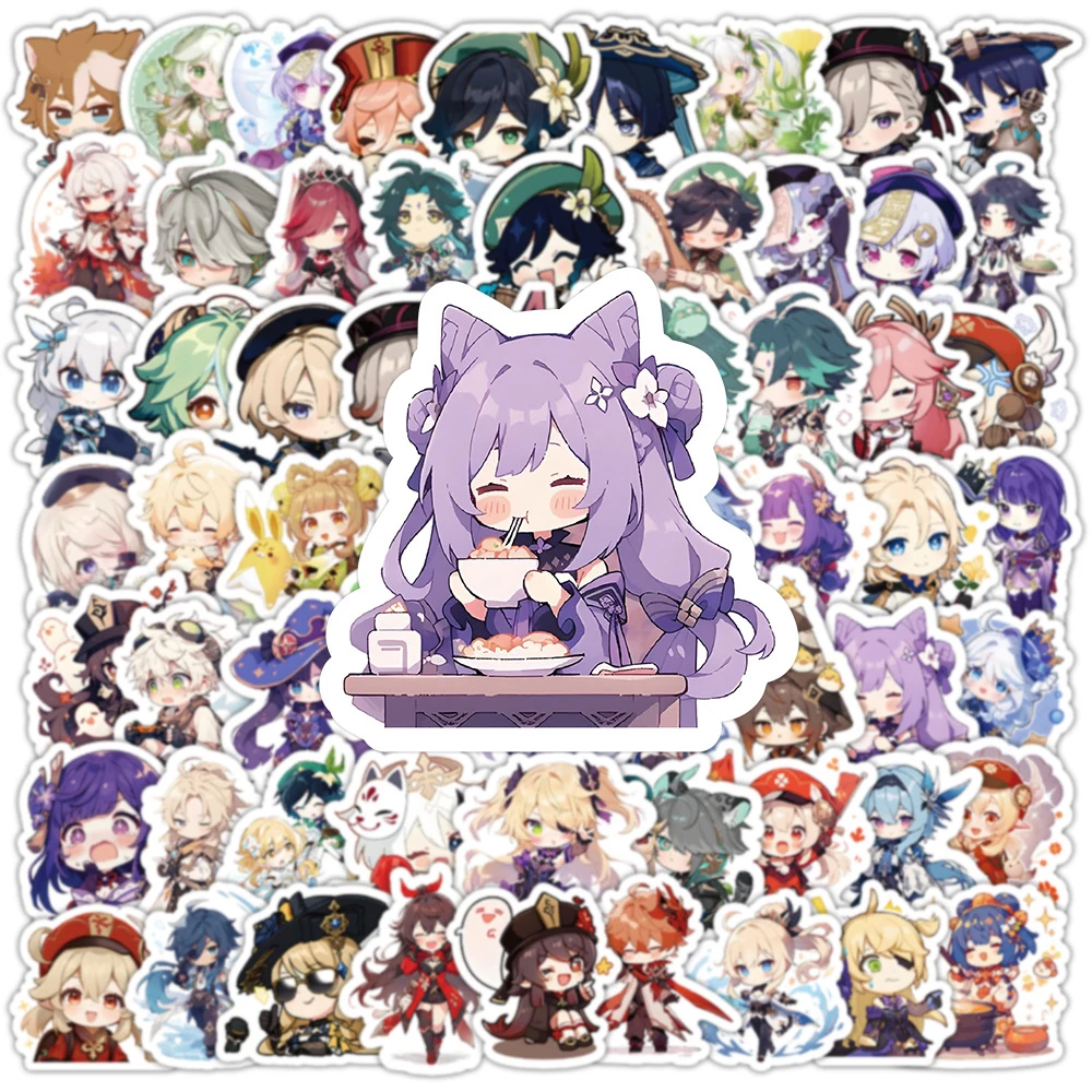10/30/50/100pcs Kawaii Genshin Impact Cartoon Stickers Anime Game Decals Suitcase Scrapbooking Laptop Phone Graffiti Sticker Kid