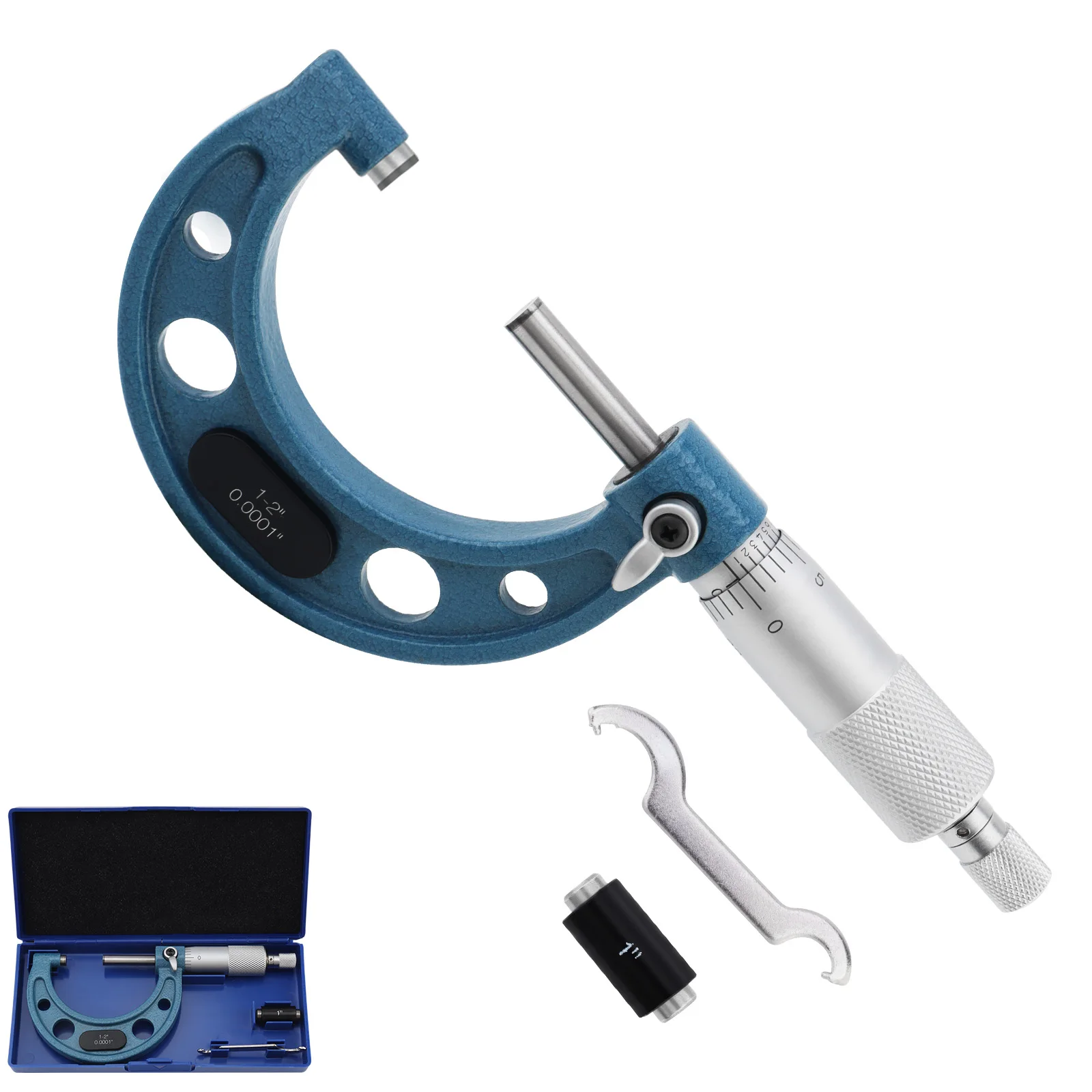 

1-2 inch Outside Micrometer 0.0001 inch Mechanical Imperial Carbide Caliper Precision Micro Meter Measuring Gauging Tool