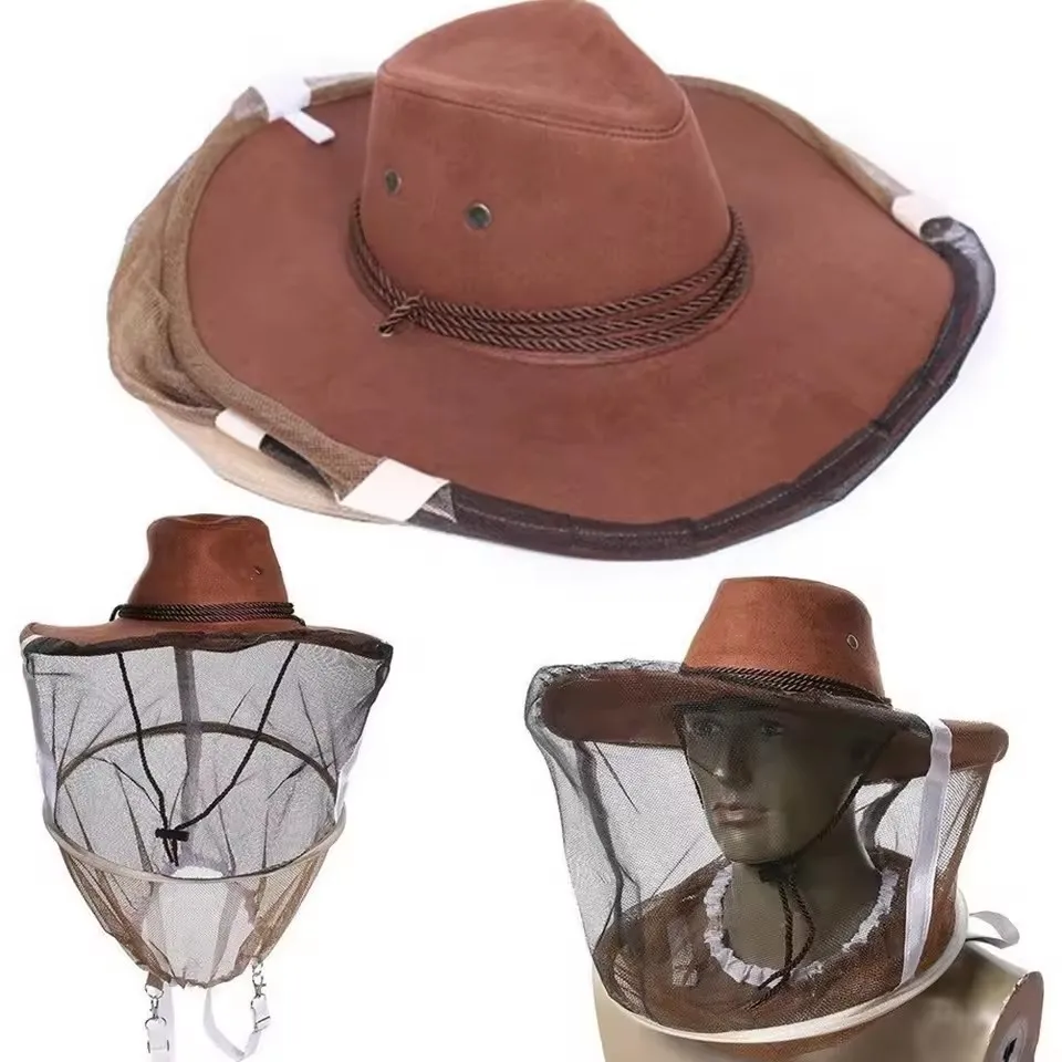 AntiBeeHat Full Face Neck Cover Mask Bee Head Face Protector Net Veil Protector Beekeeping Veil Gloves Included
