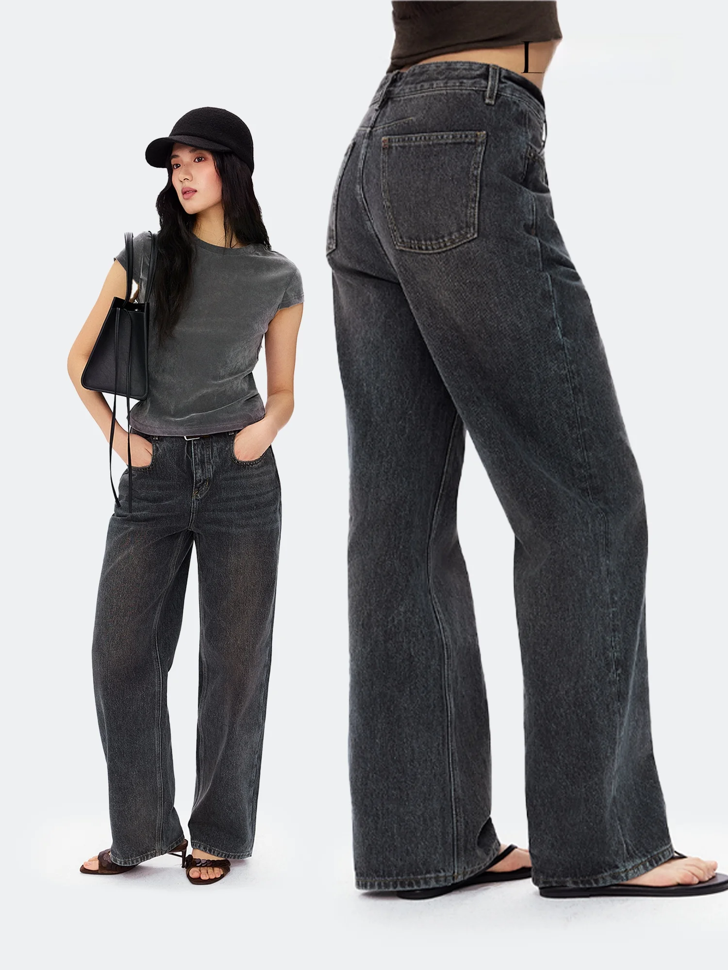 

Джинсы LUMIEN с высокой талией, облегающие, с эффектом потертости, для женщин, весенние, новые, прямые, повседневные, длинные брюки из хлопка с эластаном