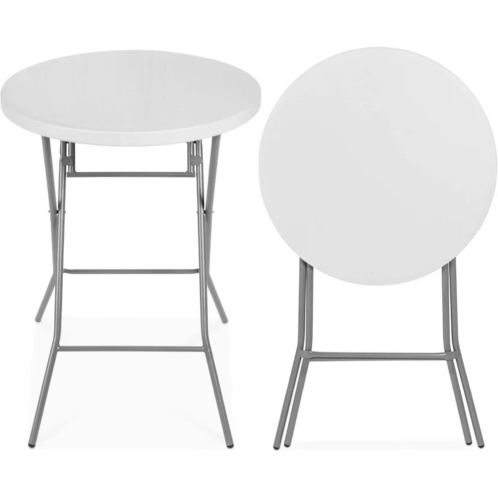 

32in Bar Height Folding Table, Round Indoor Outdoor Accessory for Patio, Backyard, Dining Room