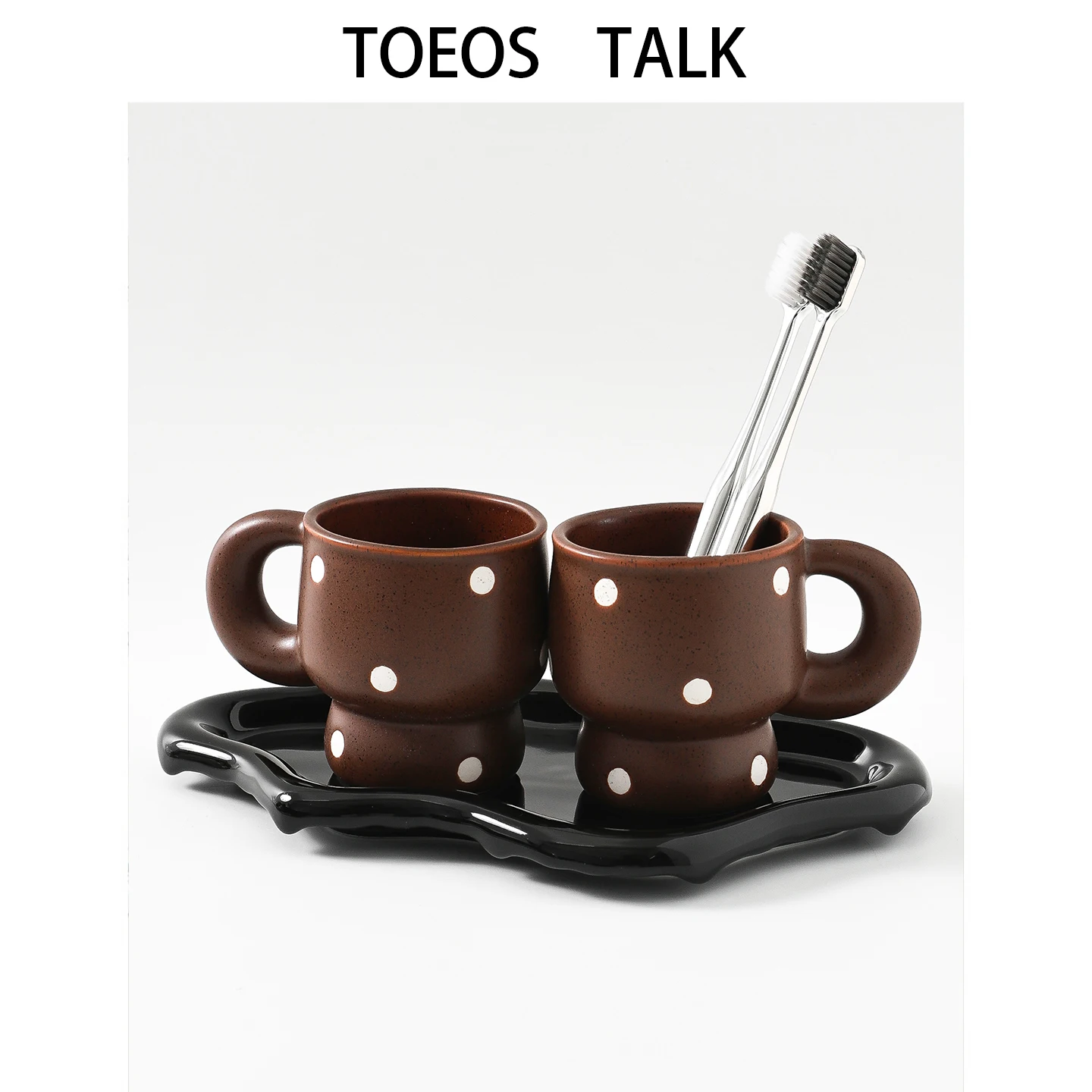 Retro Japanese Hand-Painted Ceramic Creative Spout Cup High Aesthetic Hotel Couple Toothbrush Cup Tooth Cup Washing Cup Set