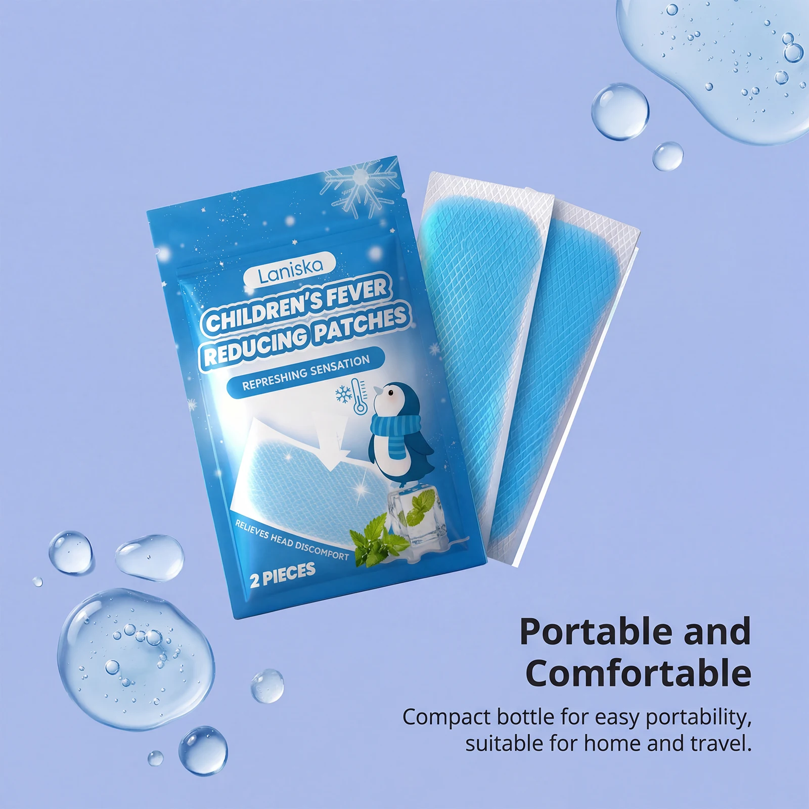 Kids Forehead Cooling Patches Physical Cooling Cold Compress Patch Hydrogel Summer Heat Relief Comfortable Skin Friendly