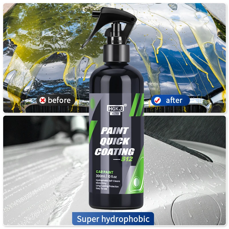 300/100/50ml Car Paint Coating Spray Super Hydrophobic Polishing Cars Ceramic Coating More Shine Quick Coat Nano Wax HGKJ S12