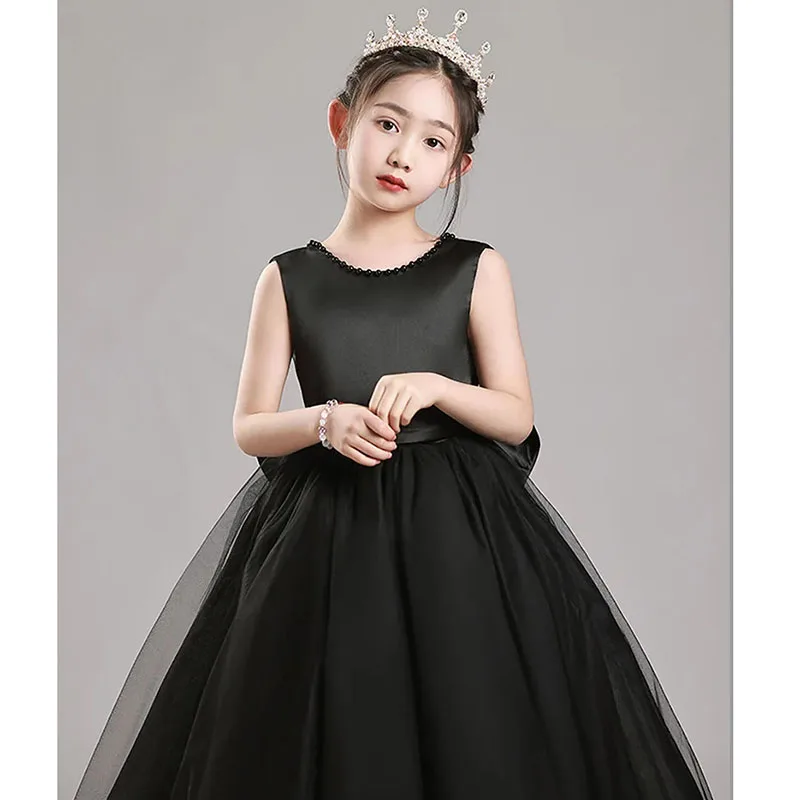 Elegant Piano Perform Teenage Girl Princess Dress Birthday Party Dresses For Girls Fashion Backless Bow Long Style Prom Dress