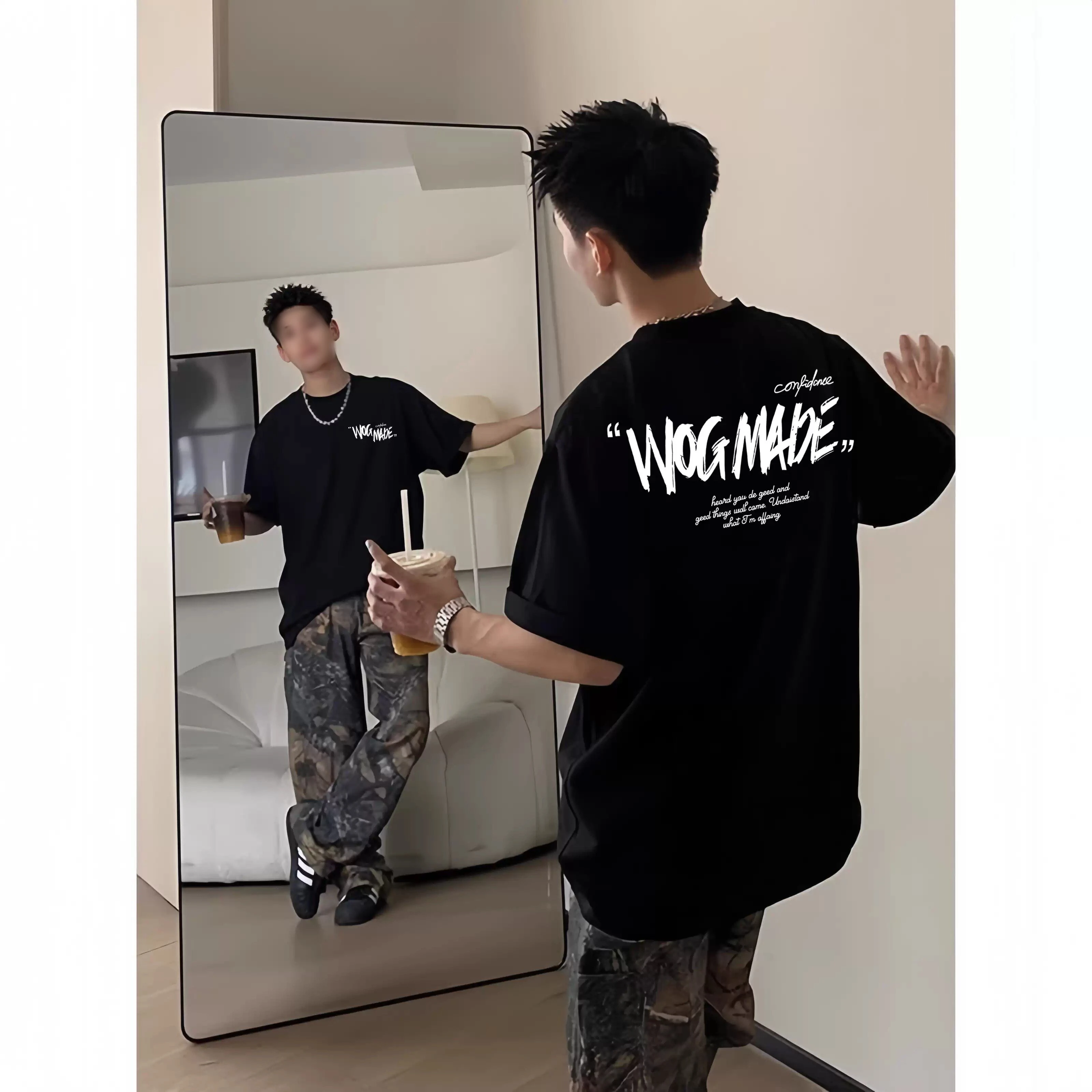 Pure Cotton American High Street Short-sleeved T-shirt, Men's Summer Versatile Loose Student T-shirt Top, Ins