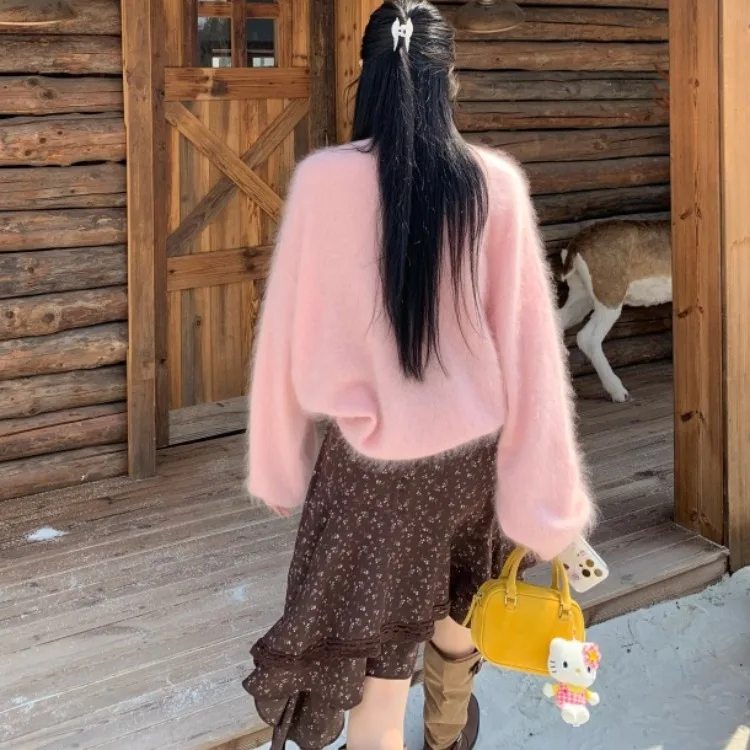 

Шикарный корейский топ-капер с воротником-сердечком и юбка с цветочным принтом, комплект из двух предметов для женщин, зимний ансамбль Faion