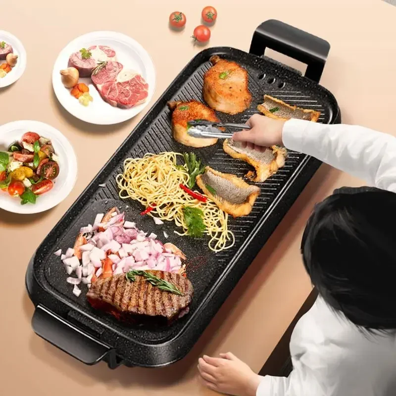 Korean Style Electric Barbecue Grill - Multifunction Grill Pan & Grilled Shabu-Shabu Pot Combo horno sobremesa