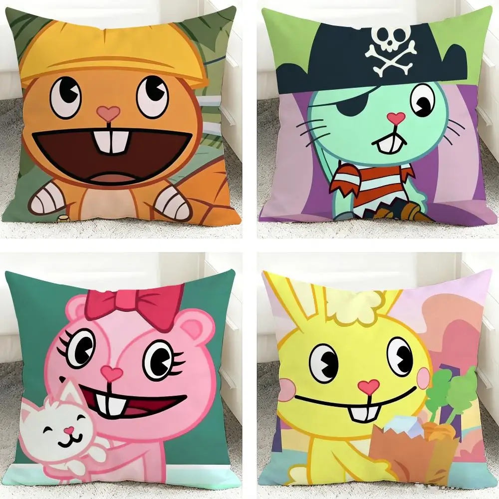 N-Nutty H-Happy Tree F-Friends Cushion Cover 40x40cm Square Decorative Sofa Cushion Cover Bedroom Living Room Home Decor Gift