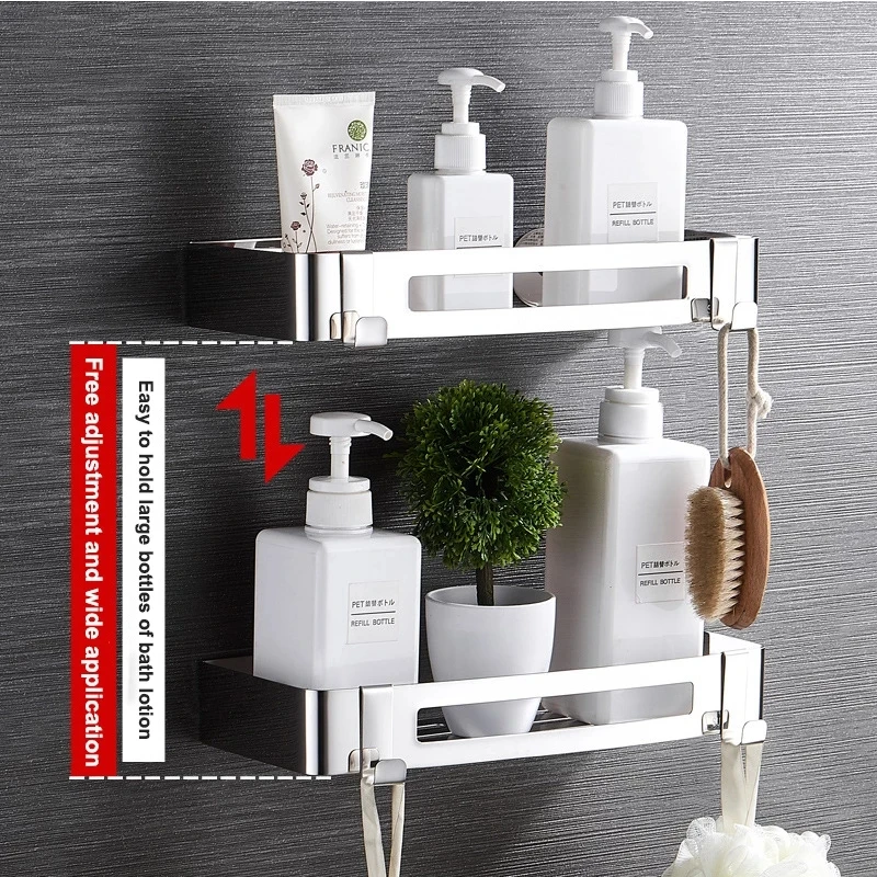 1-3 Layers Corner Shower Shelf Bathroom Shampoo Shower Shelf Holder 304 Stainless Steel Punch Free Kitchen Tripod Corner Stand