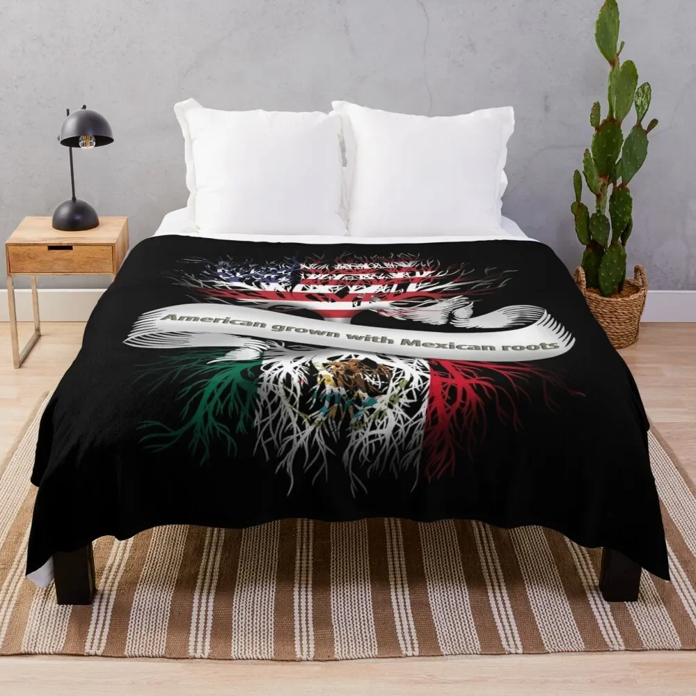 

American Grown With Mexican Roots Throw Blanket christmas decoration Blankets For Bed Blankets