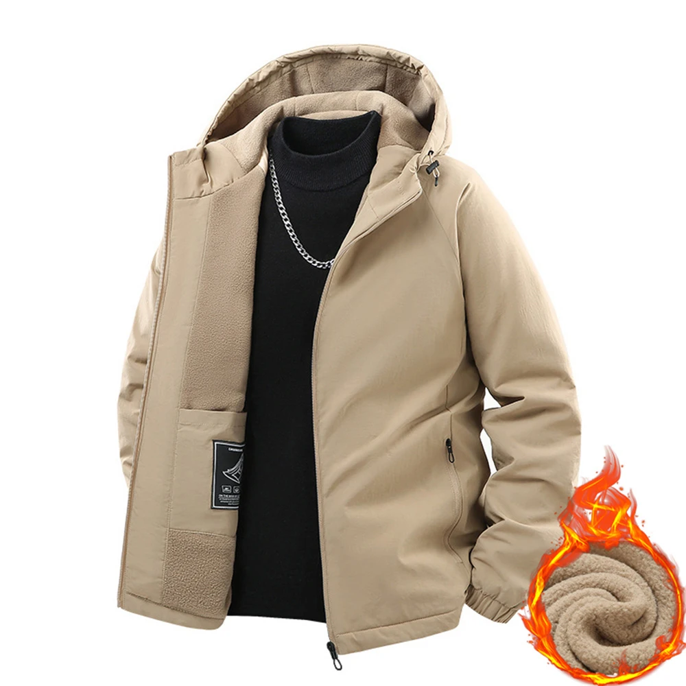

Men's Fleece-Lined Hooded Workwear Jacket 2025 Autumn Winter Outdoor Tactial Sports Coat Men Thickened Warm Military Cargo Coat