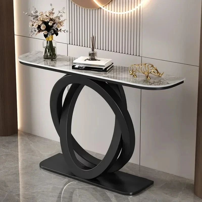 Luxury tablet computer console table, Italian semi-circular iron entrance cabinet table, home furniture creative corridor end