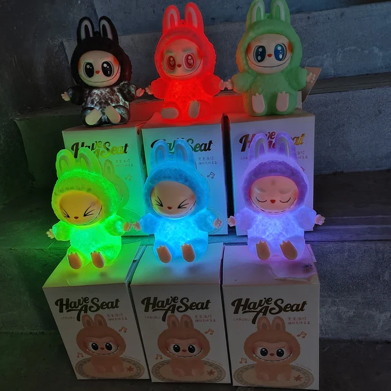 Labubu Blind Box Seat Series Pendant Night Light Edition Plant Vinyl, Velvet Model Toy Kawaii Monster Clone Keychain Toy Doll