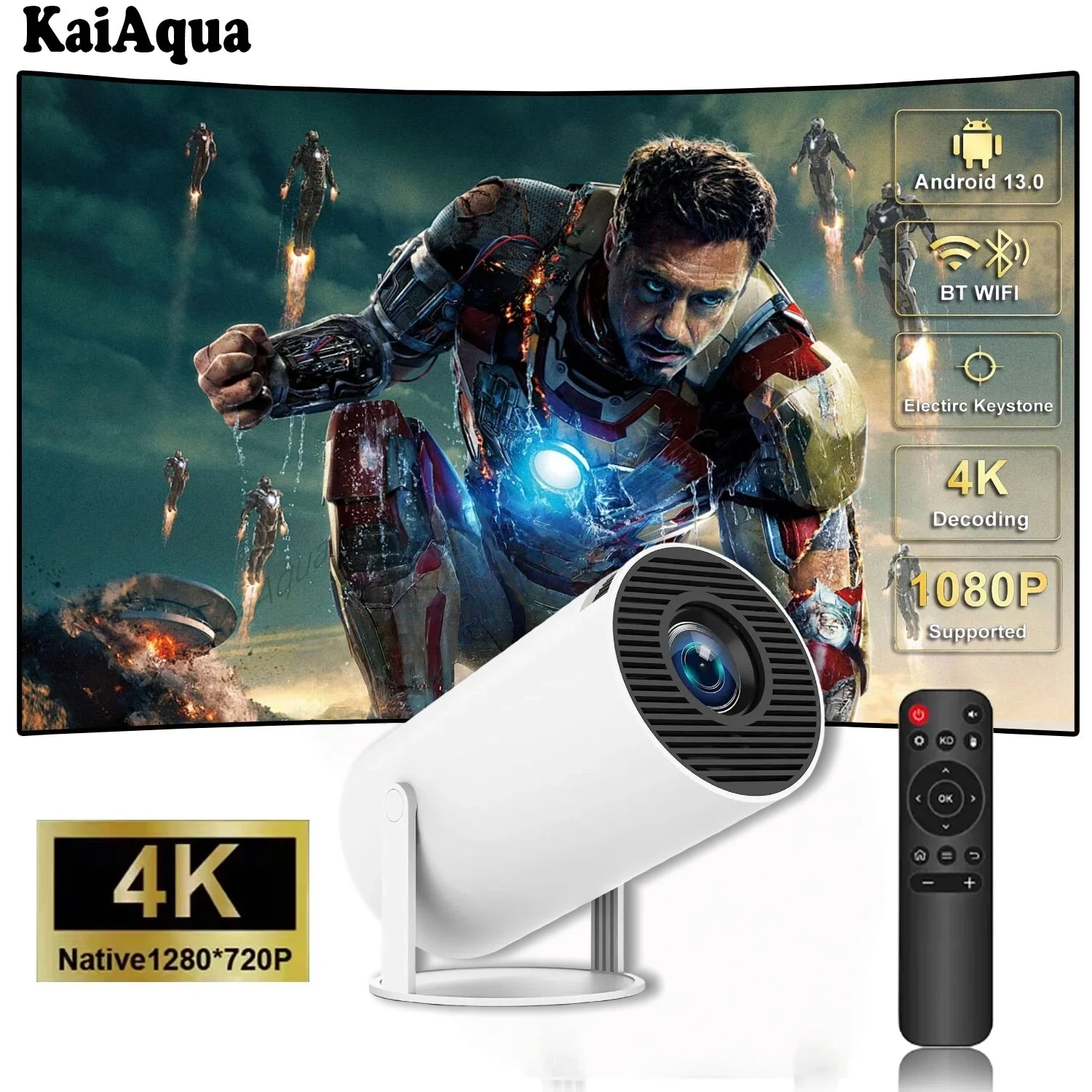 HY300pro WIFI Mobile Phone Same Screen Edition Home Living Room HD Smart 4K Home Theater Auto Focus Android Portable Projector