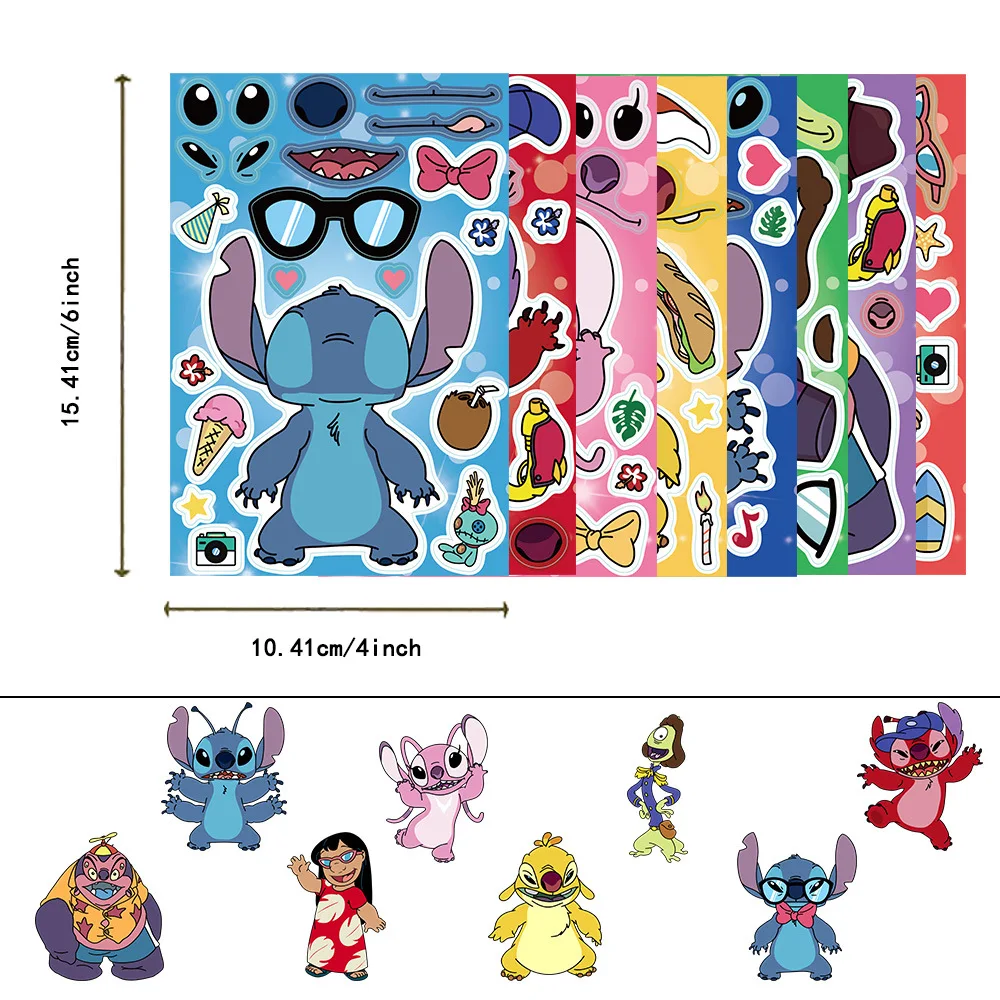 

8pcs/set Stitch DIY Stickers Children's Toys Luggage Phone Case Water Cup Cartoon Waterproof Graffiti Sticker