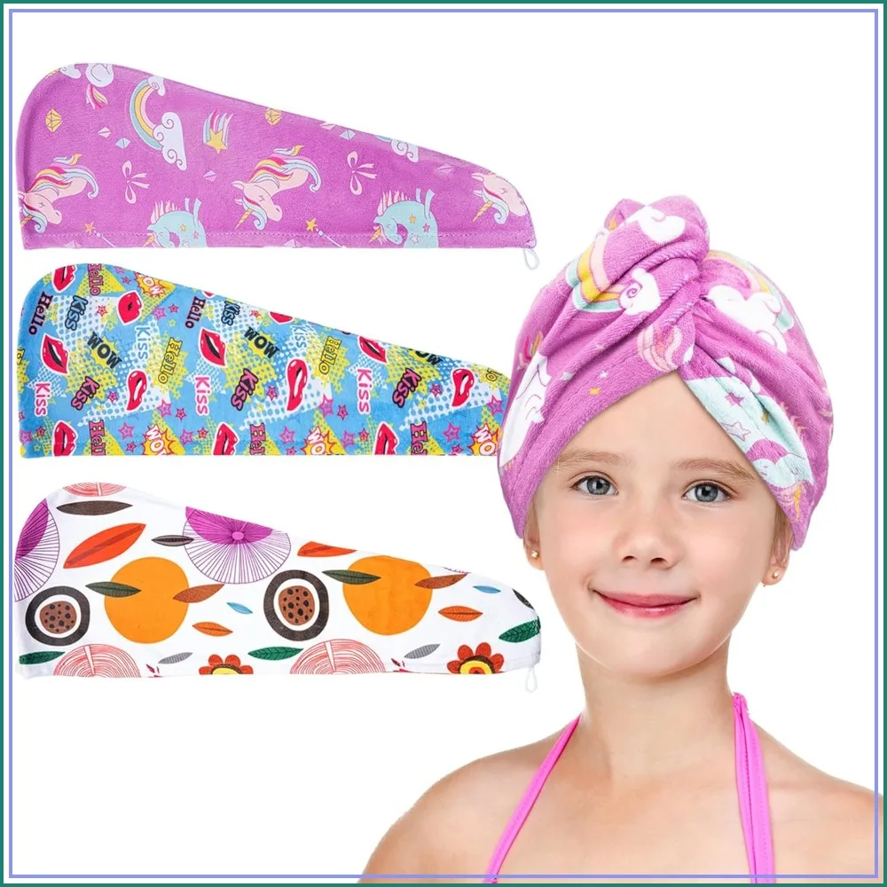 

Microfiber Hair Drying Towels for Kids, 3 Pack Wet Hair Towel Wrap Turban, Quick Dry Twisty Hair Towels for Curly Long Thick Hair Anti Frizz