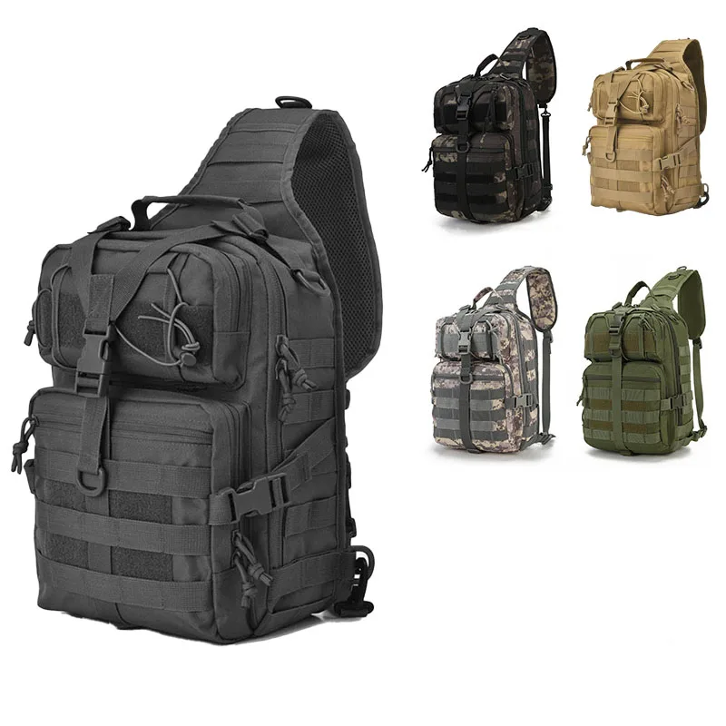 Tactical Chest Bag for Men Travel Outdoor Shoulder Bag Hunting Camping Crossbody Sling Bag Multi-functional Oxford Shoulder Bag