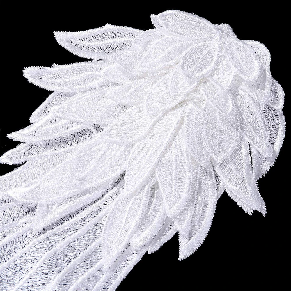 Patches for Clothing 2Pcs/Pack Wing Pattern Lace Applique Sewing on Wedding Dress Shoulder Badge Collar DIY Apparels Decorations