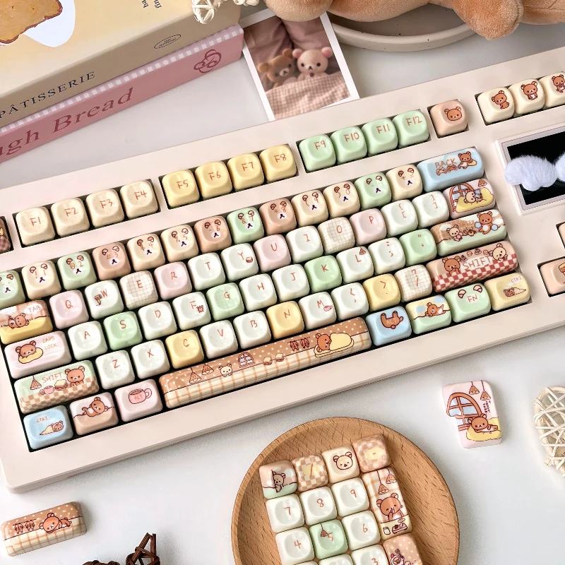 Rilakkuma Keycaps Custom MOA Profile Crystal Jelly Cute Jade Resin Keycaps Cute Cartoon Anime Point Key Caps for Gamers Design