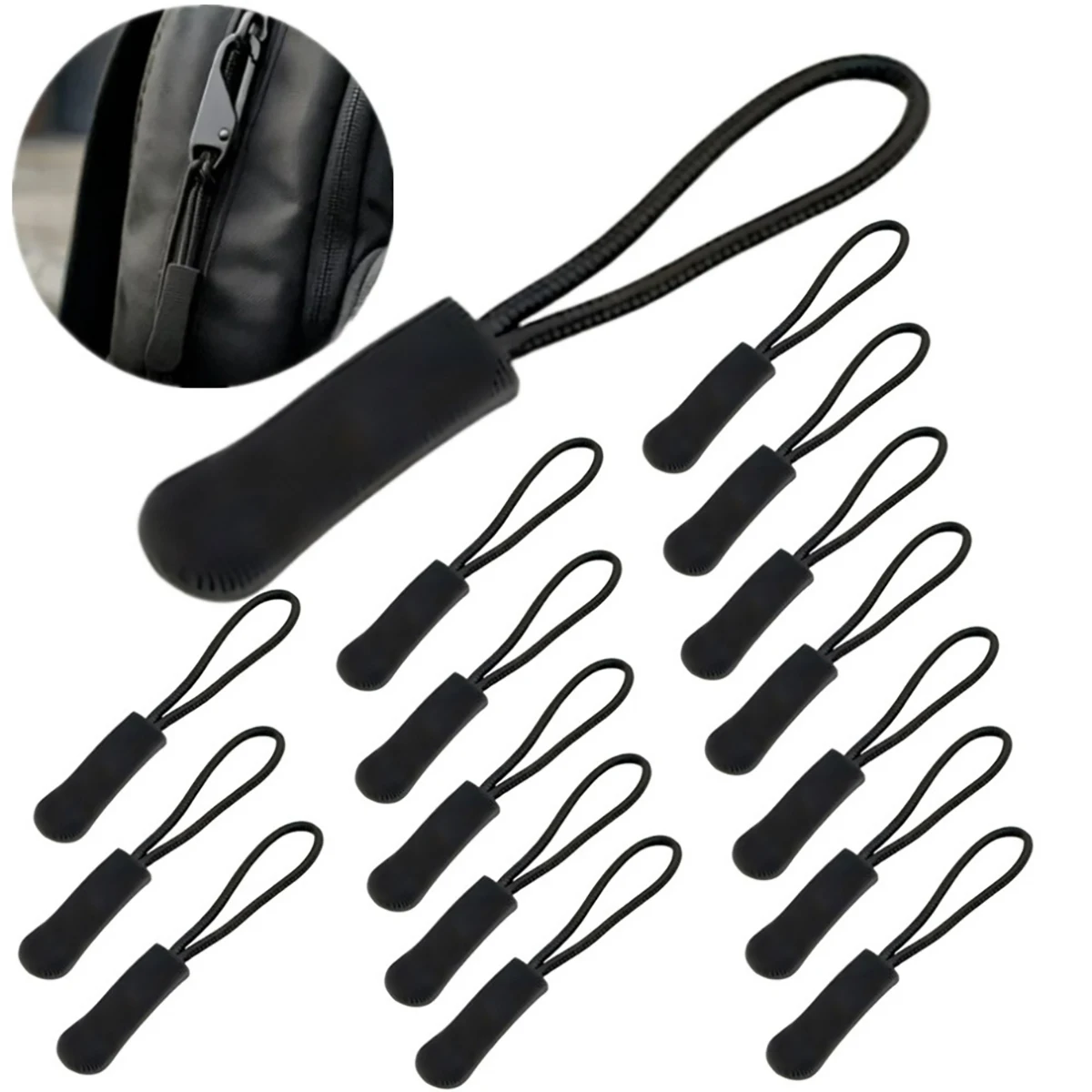 10/20 Stück Ersatz-Reißverschlusszieher mit Kordelverlängerung für Rucksäcke, Jacken, Gepäck, Geldbörsen, Handtaschen ﻿