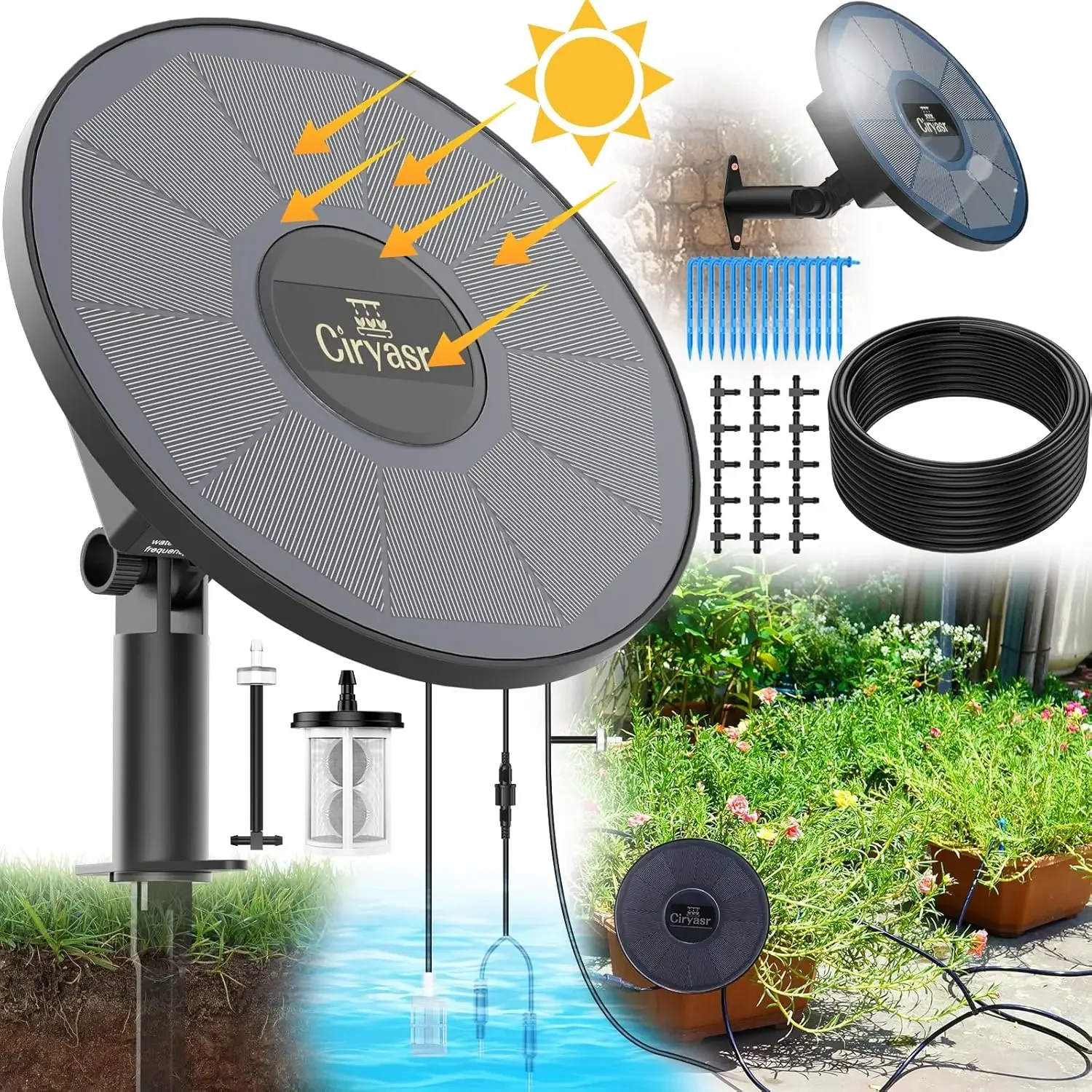 Solar irrigation system, automatic drip irrigation kit with water level detection, suitable for balcony garden watering system