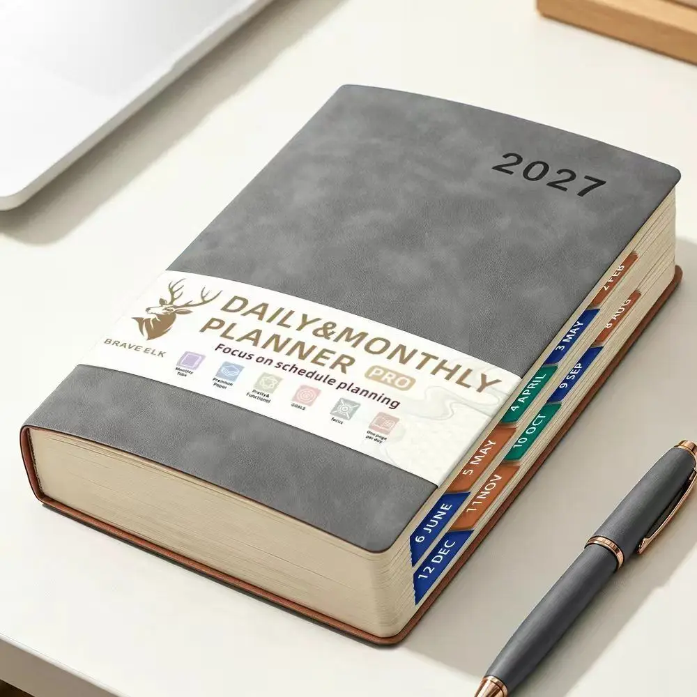 English 2027 Schedule Planner Notepad Wear-resistant 12 Months To-do List Notebook Simple Efficiency A5 Agenda Planning Notebook