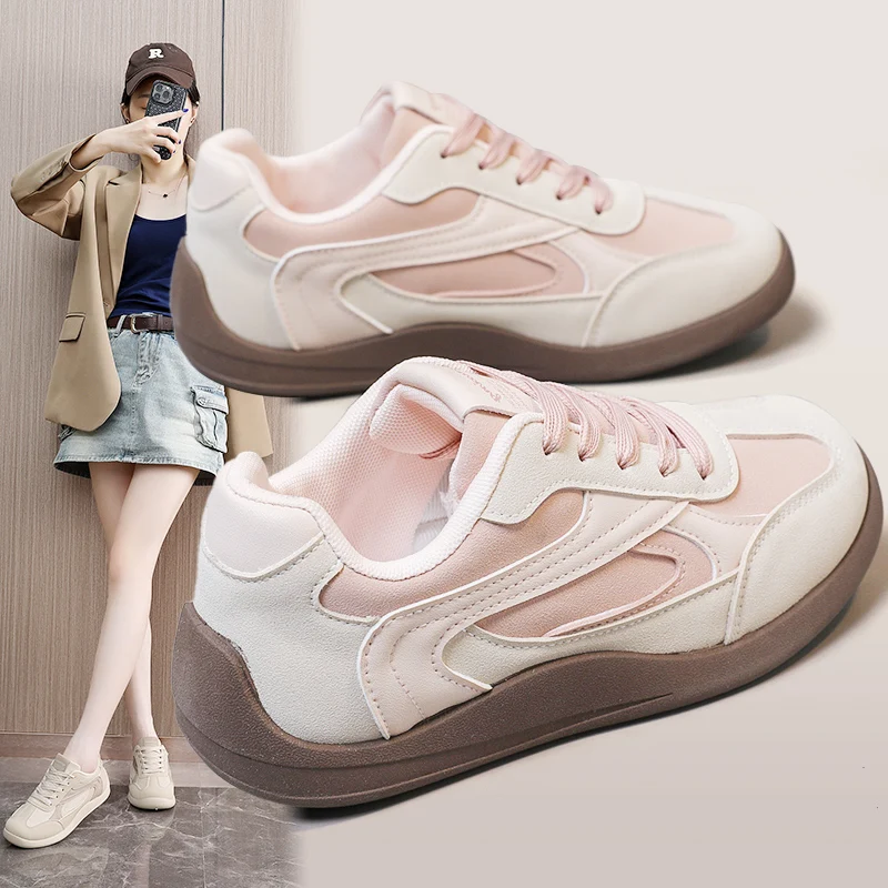 2026 Autumn New Women Flat Casual Shoes, Lightweight Non-Slip Lace Up Sneakers, Fashion Versatile Trainer Shoes