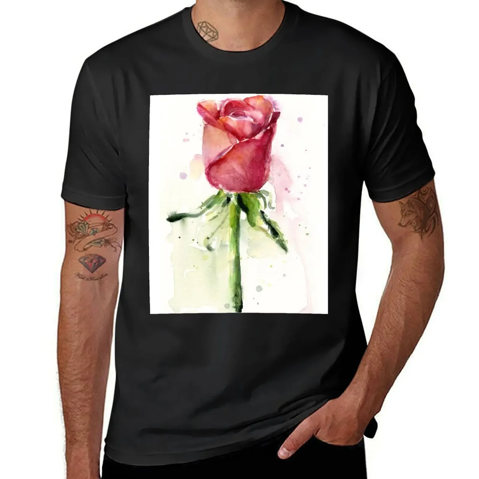 

Rose Watercolor Painting T-Shirt hippie clothes blacks man clothes fruit of the loom mens t shirts