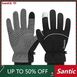 Santic Winter Cycling Gloves Keep Warm Bike Cycling Gloves MTB Windproof Long Finger Gloves For Men K3P151