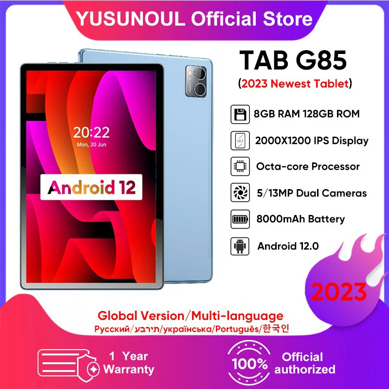 

2023 New Flagship Tab 8GB+128GB 10.36"FHD Display Android 12 Tablet Pc 13MP Camera 5G WiFi Bluetooth 5.0 Screen Cast Support