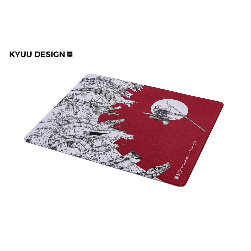 KYUU DESIGN Tappetino per mouse da gioco 480x400mm - Samurai vs Serpent Art a otto teste Base in gomma antiscivolo Controllo di precisione per giocatori