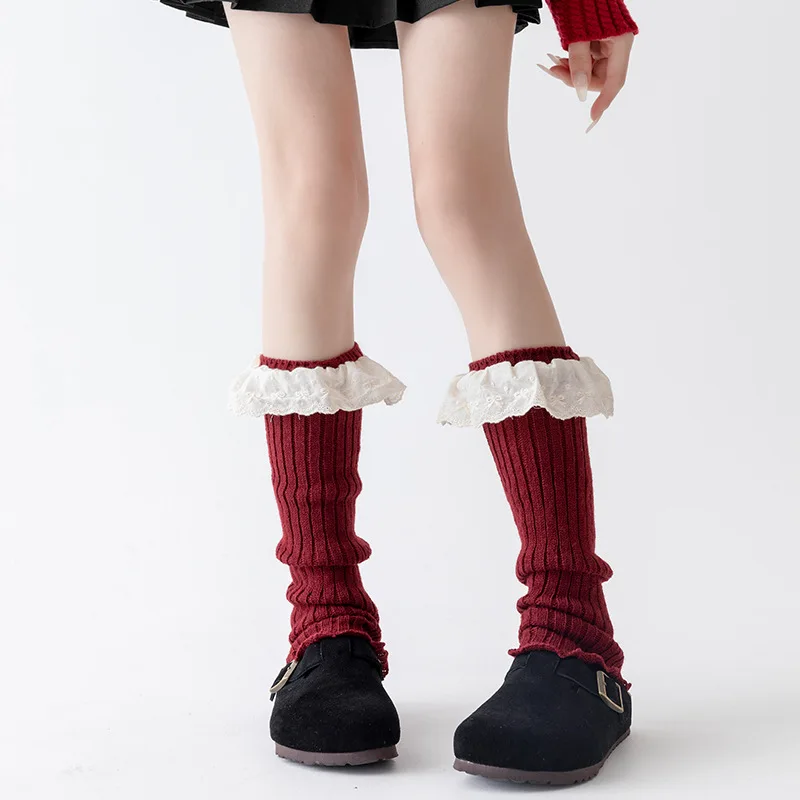 Calentadores de piernas Lolita, calentadores de brazos cómodos, calentadores de piernas para mujer, calcetines rojos para uniformes Jk de Navidad de Año Nuevo