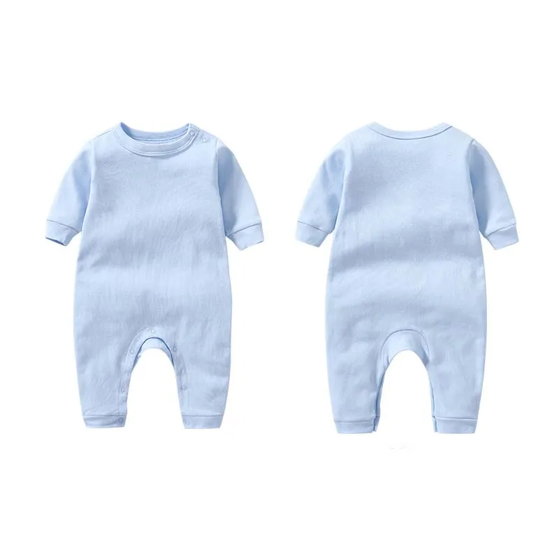 Newborn Baby Romper 0 To 3 6 9 12 Months Jumpsuit Cotton Pure Color Long Sleeve Shoulder Buttons Bodysuits Baby Boy Girl Outfits