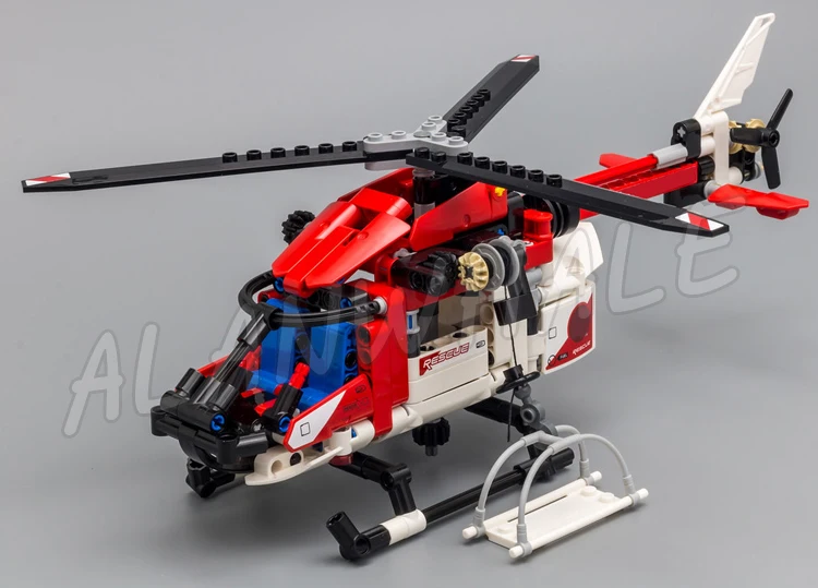 325pcs 2in1 Technical Rescue Helicopter Spinning Rotors Stretcher Concept Plane 11297 Building Block Set Compatible with Model