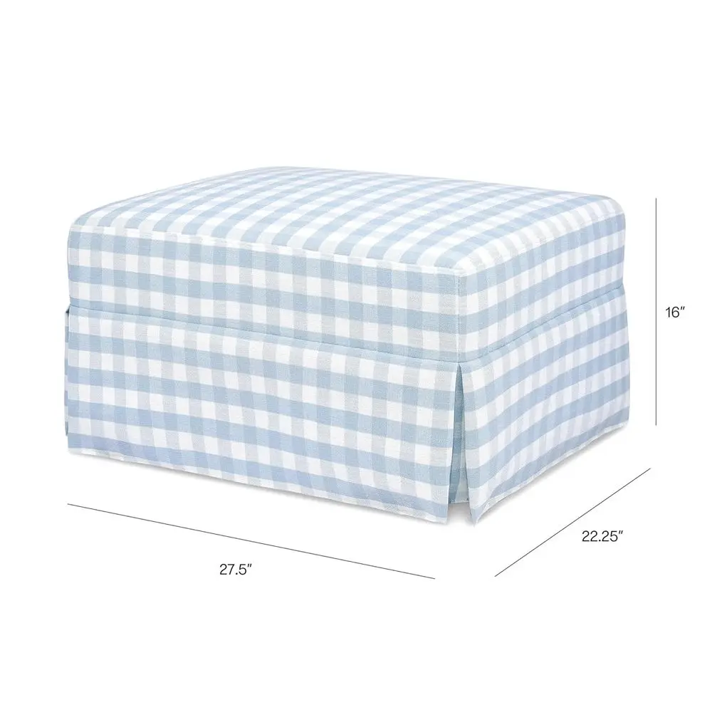 Cord Gliding Ottoman in Blue Gingham, Greenguard Gold & Certi-US Certiied