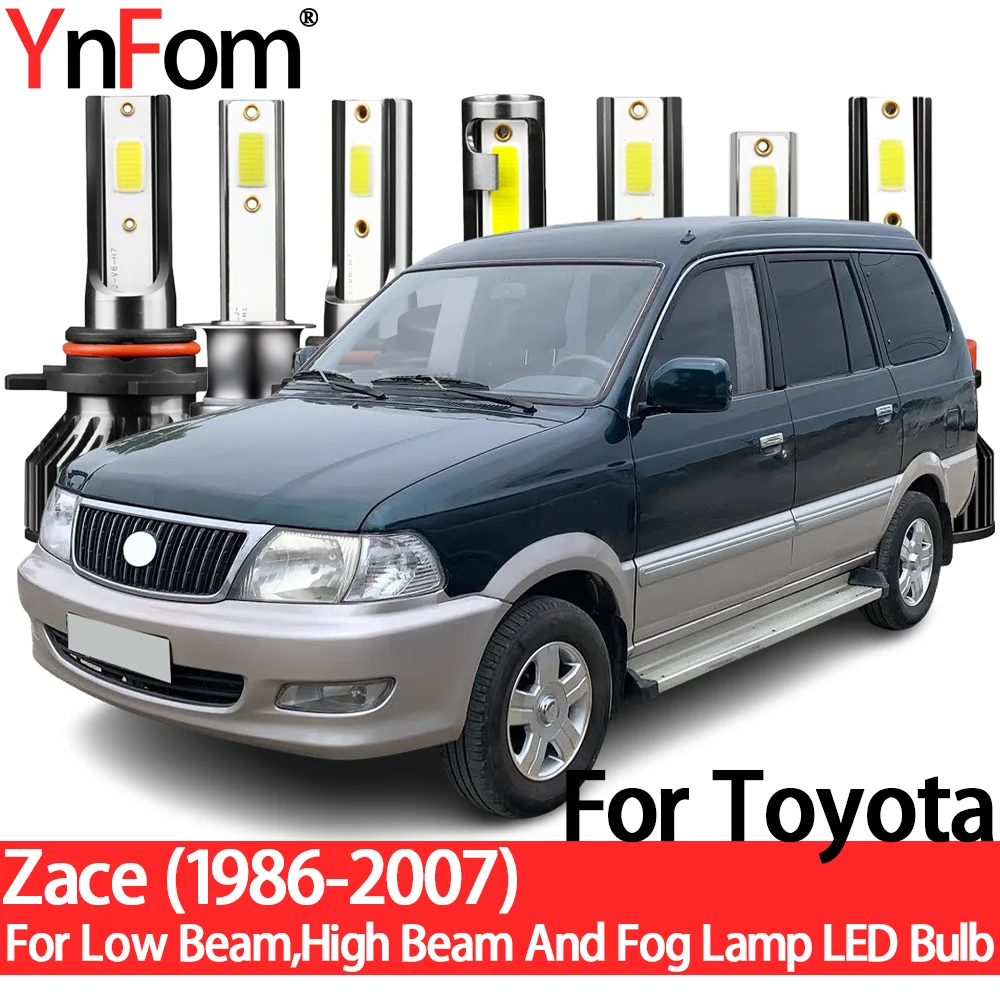 

YnFom для Toyota Zace 1986-2007 специальный LED набор ламп для передних фар ближнего света, дальнего света, противотуманных фар, автомобильные аксессуары