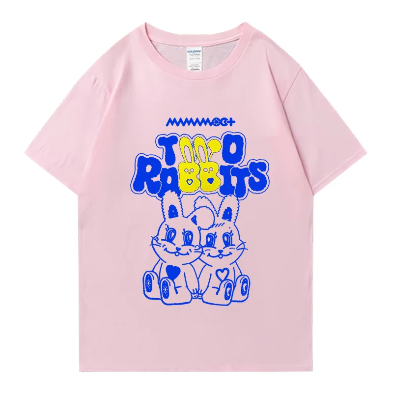 2024 Kpop Mamamoo Two Rabbits Album print T shirt Men Women Fashion Y2k short sleeve T-shirts Unisex summer 100% Cotton Tops