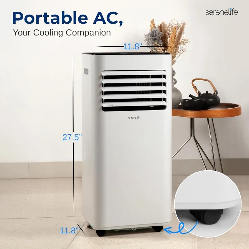 SereneLife 10000 BTU Portable Air Conditioner - 3-in-1 Portable AC Unit for Bedroom Up to 300 Sq.Ft, 24H Timer, Remote Control