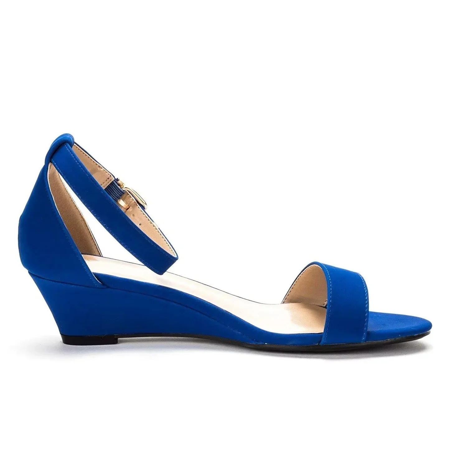 Sandali con zeppa da donna Tacco basso Punta aperta Comodo abito con cinturino alla caviglia Casual Walking Summer Holiday Party Scarpe da sposa