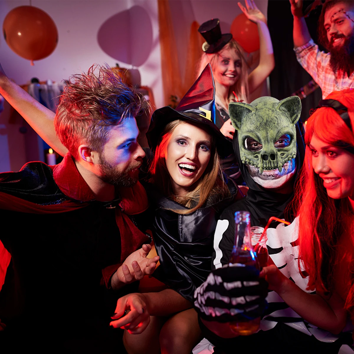 

Skull Mask Halloween Head Prank Animal Cosplay Yellow Party Man PU Foam Durable Quality Realistic ModelingFunny Trick Scary