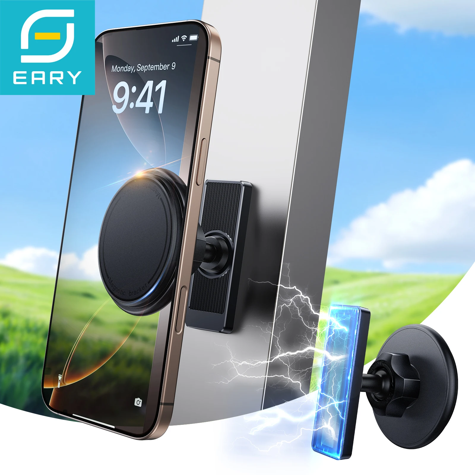 

Держатель для телефона Eary Golf Cart, крепление-подставка для Magsafe, самый сильный магнитный с 360° ° Поворот подходит для домашнего спортзала на лодке для iPhone Samsung