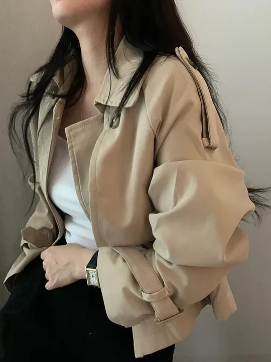 

Корейское повседневное пальто Faion ort Coat Jaet, женский свободный кардиган Briti Sle высокого класса, открытый кардиган, топ небольшого размера